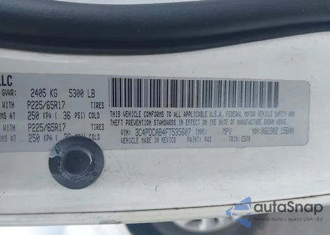 2015 Dodge Journey American Value Pkg from USA, damaged, VIN 3C4PDCAB4FT535607